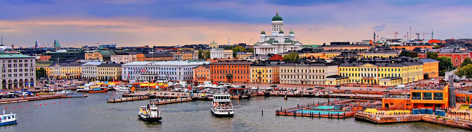 Panoramic view of the beautiful Helsinki harbor on an escorted Finland vacation